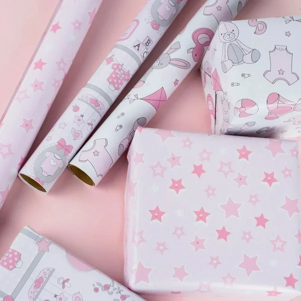 Baby Shower Wrapping Paper - Baby Girl Mini Roll 3-Pack